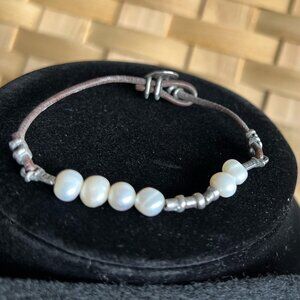 Silpada Boho 925 & Freshwater Pearl Leather Bracelet